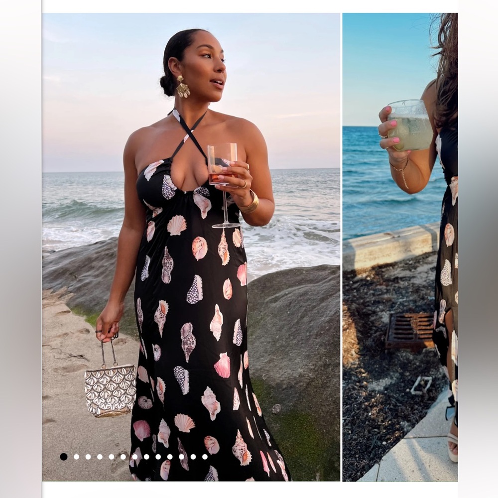 Show Me Your MuMu Black Maxi Dress with Shell Print